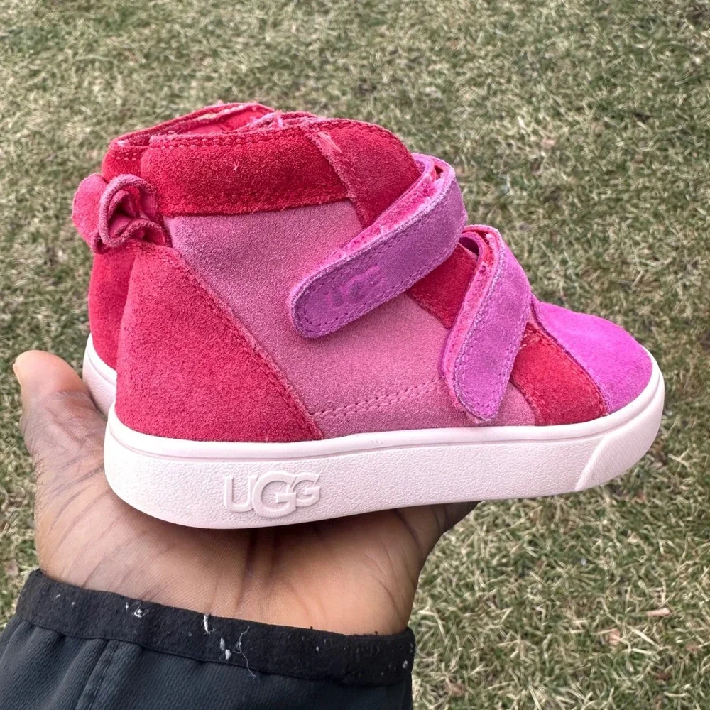 UGG Girl's T Rennon II Suede Leather Mashup Colorblock Sneakers Size 9 Pink Red‎